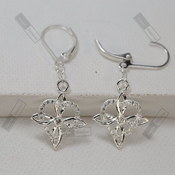 Mystic Knot & Heart Earrings in .925 Sterling Silver • Symbolic Feminine Design. - Picture 3 of 6